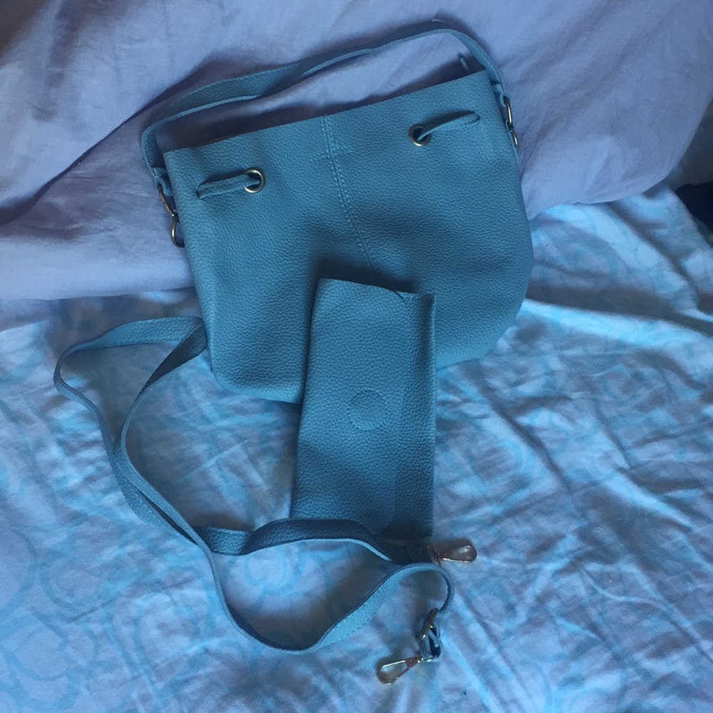 Brand new blue leather hobo with matching wallet